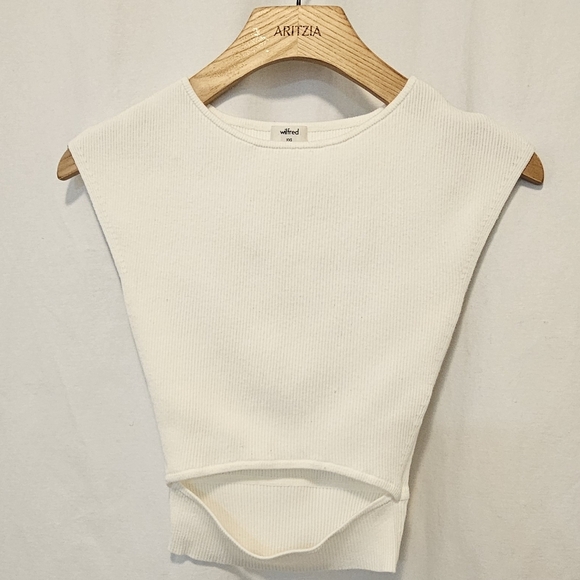🇨🇦 Aritzia - Wilfred Cut-out Knit Top (White) - Picture 2 of 15